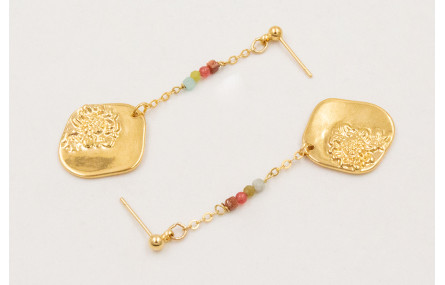 Pendientes ORO 18K. Cadena eslabón pequeño con col