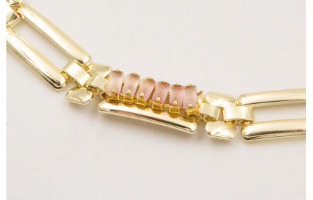 Collar cadena eslabones rectangular dorado con cad