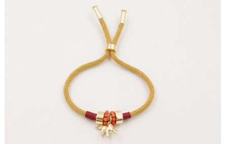 Pulsera cordón retorcido trenzado mostaza con aro 