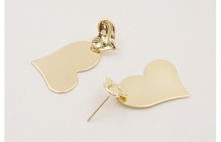 Pendientes perno corazón con colgante corazón todo