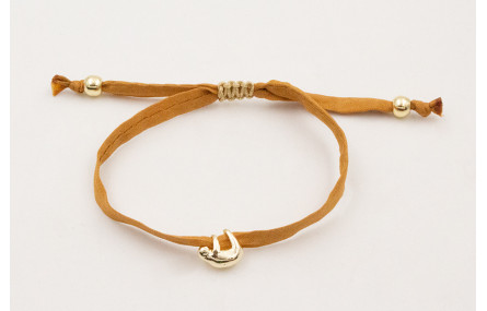 Pulsera seda natural casida color mostaza con koal