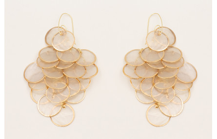 Pendientes cascada con gancho dorado y discos naca
