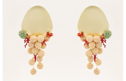 Pendientes perno gota grande con bolas de abalorio