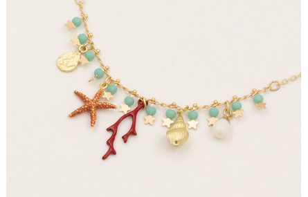 Collar cadena eslabón pequeño dorada mate con cent