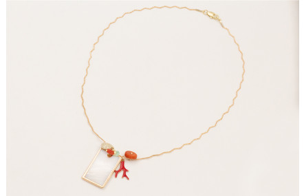 Collar cadena zig-zag con colgante rectangular nac