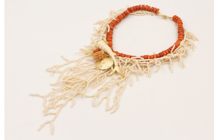 Collar discos tallo coral con ramas de coral abalo