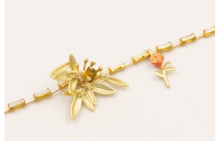 Pulsera cadena strass cristal rectangular con colg