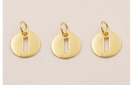 Colgante letra i 10mm Baño Oro 18K, 3Micras