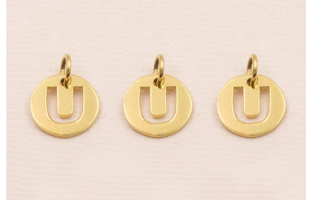 Colgante letra U 10mm Baño Oro 18K, 3Micras