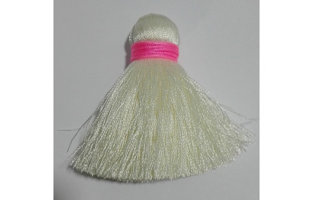 Pompón ancho 60mm*15mm Beige + Fuxia