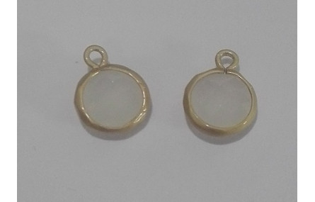 Colgante disco cristal 13*9mm Blanco Opal