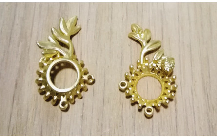 Pieza Floral para cabujón de 11mm Oro Mate