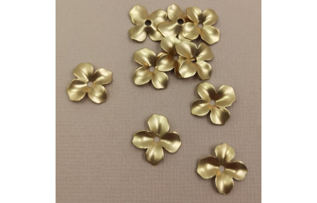 Pieza Flor 4 pétalos 14mm diámetro Oro Mate