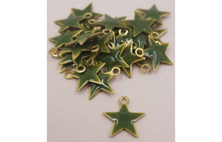 Pieza Estrella esmaltada 10mm verde Hierba