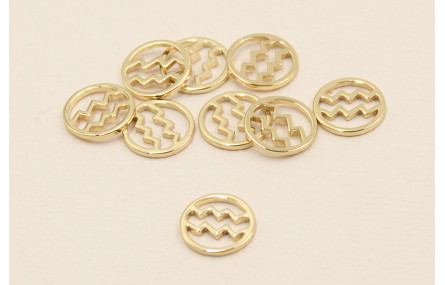 Disco 10mm signo Zodiaco Acuario Oro