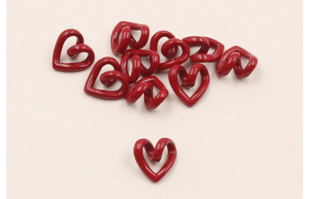 Corazón hueco 3D, 10*8*4mm Esmalte Rojo