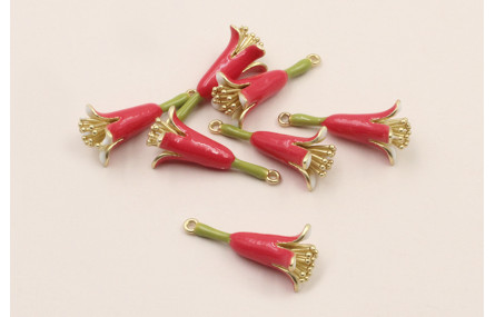 Flor esmaltada 30*10 Oro Mate, Rosa verde y blanca