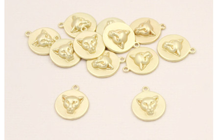 Disco cabeza tigre incrustada 10mm Dorado Mate