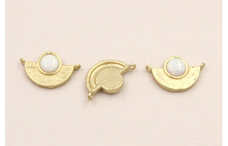 Entrepieza con cristal Opal 15*10*2mm Dorado Mate