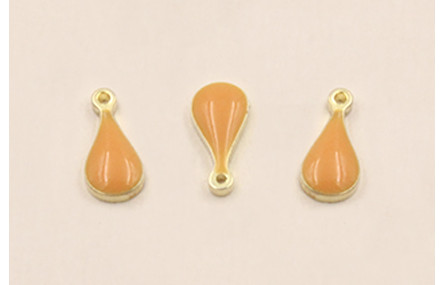 Pieza Acero Inox. Gota Plata 9*4mm esmalte Naranja