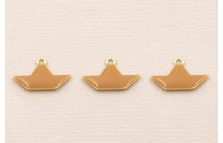 Colgante Barco 15*9mm Dorado Mate esmalte Mostaza
