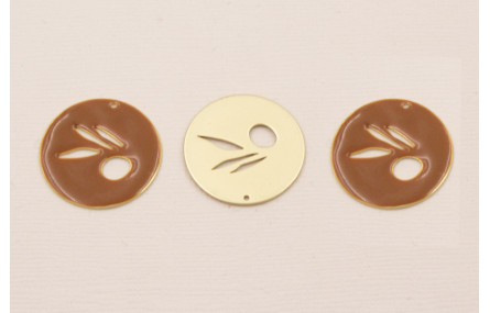 Disco 25mm esmalte marrón con Hoja Calada