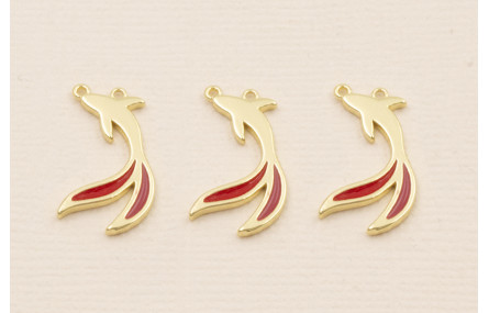 Stainless Steel. Pez Dos colas Dorado y Rojo