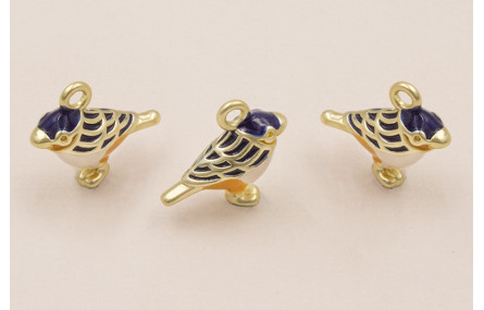 ColgantePájaro 15*17 Esmalte Rosa, Azul, mostaza