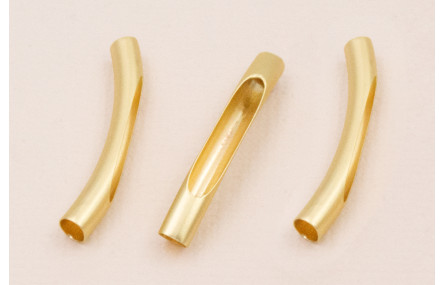 Tubo Arqueado abierto 30mm agujero de 3mm Oro Mate
