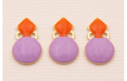 Colgante 15*10 Morado y Coral sobre Dorado Mate