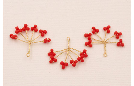 Cuenta Ramillete 6 pétalos 20*15mm Rojo