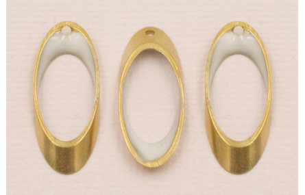 Ovalo Biselado 25*10 Esmalte beige