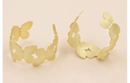 Pulsera Brazalete Mariposas de 35mm Oro Mate