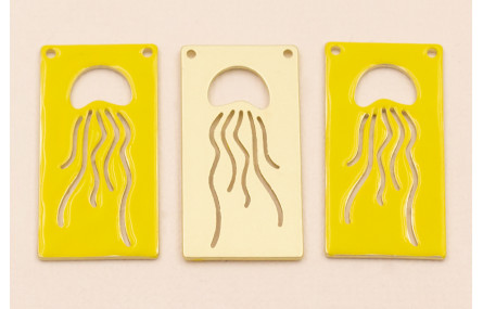 Rectangulo Calado Medusa 30*15mm Amarillo