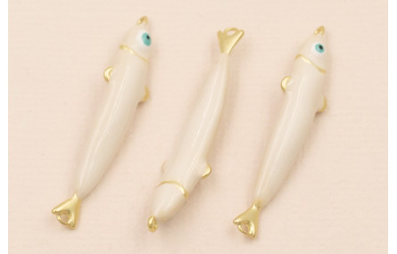 Entrepieza Pez esmaltado 32*5mm Beige