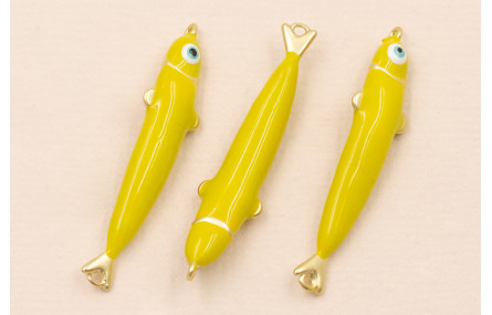 Entrepieza Pez esmaltado 32*5mm Amarillo Lima