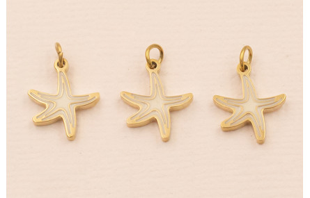 Colgante estrella Mar Acero 316L 9*9mm Color Crema