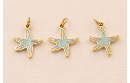 Colgante estrella Mar Acero 316L 9*9mm Color Azul