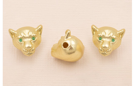 Cabeza Tigre 13*13*20 Oro Mate Ojos verdes