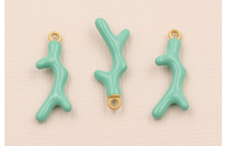 Colgante Coral 20*7mm Esmalte color Turquesa