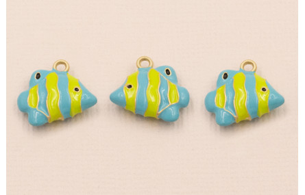 Colgante Pez Tropical 16*12mm Azul y Lima