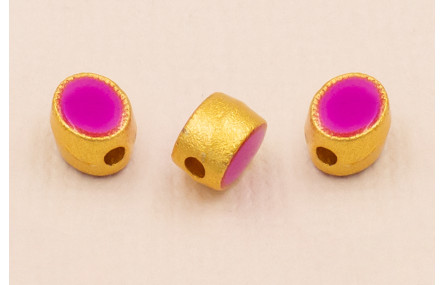 Entrepieza Ovalada 5*5*4mm Oro Esmalte Morado