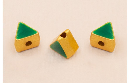Entrepieza Triangular 5*5*4mm Oro Esmalte Verde