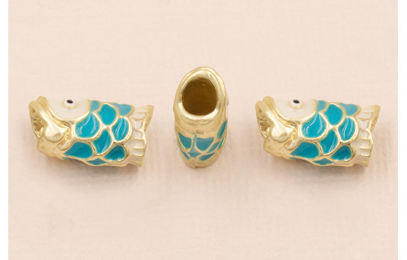 Entrepieza Pez 15*8 Turquesa y Beige Agujero 4mm