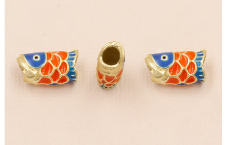 Entrepieza Pez 15*8 Azul y Naranja Agujero 4mm