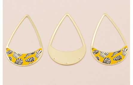 Colgante lágrima 58*37mm Oro Mate conchas Amarillo