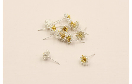 Perno flor 14mm. Oro y plara Mate