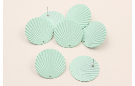 Perno Disco ondulado 25mm Esmalte verde Turquesa