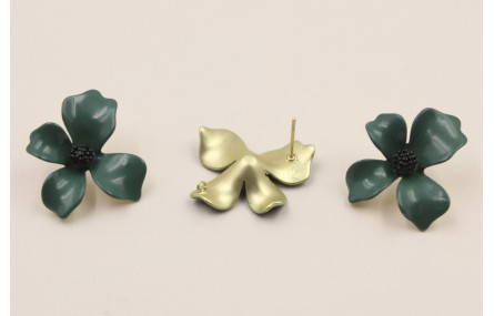 Perno Flor 30mm diametro Oro Mate  Verde y negro