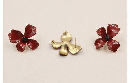 Perno Flor 30mm diametro Oro Mate Teja y negro